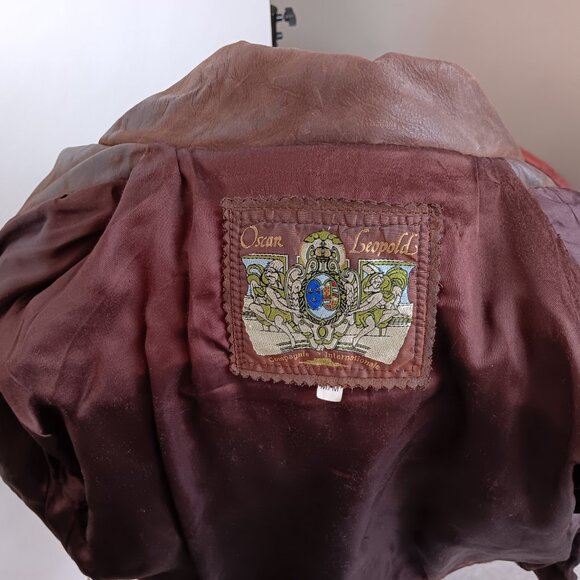 Vintage Genuine Leather Motorcycle Bomber Coat brown Jacket Women’s Medium 90s - Picture 10 of 16